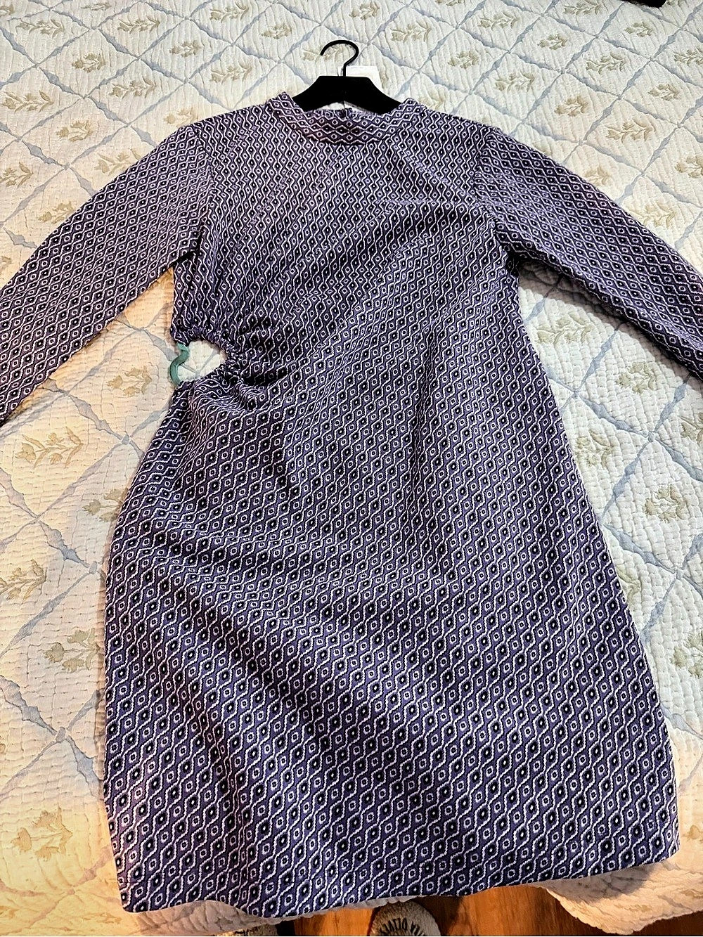 Zara Jacquard Cut-Out Dress Geometric Mini Dress Purple & White Large